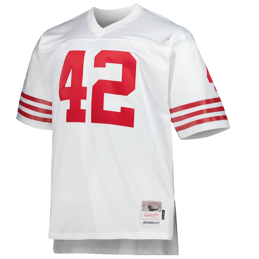 Men’s San Francisco 49ers Ronnie Lott Mitchell & Ness White Big & Tall 1990 Retired Player Replica Jersey