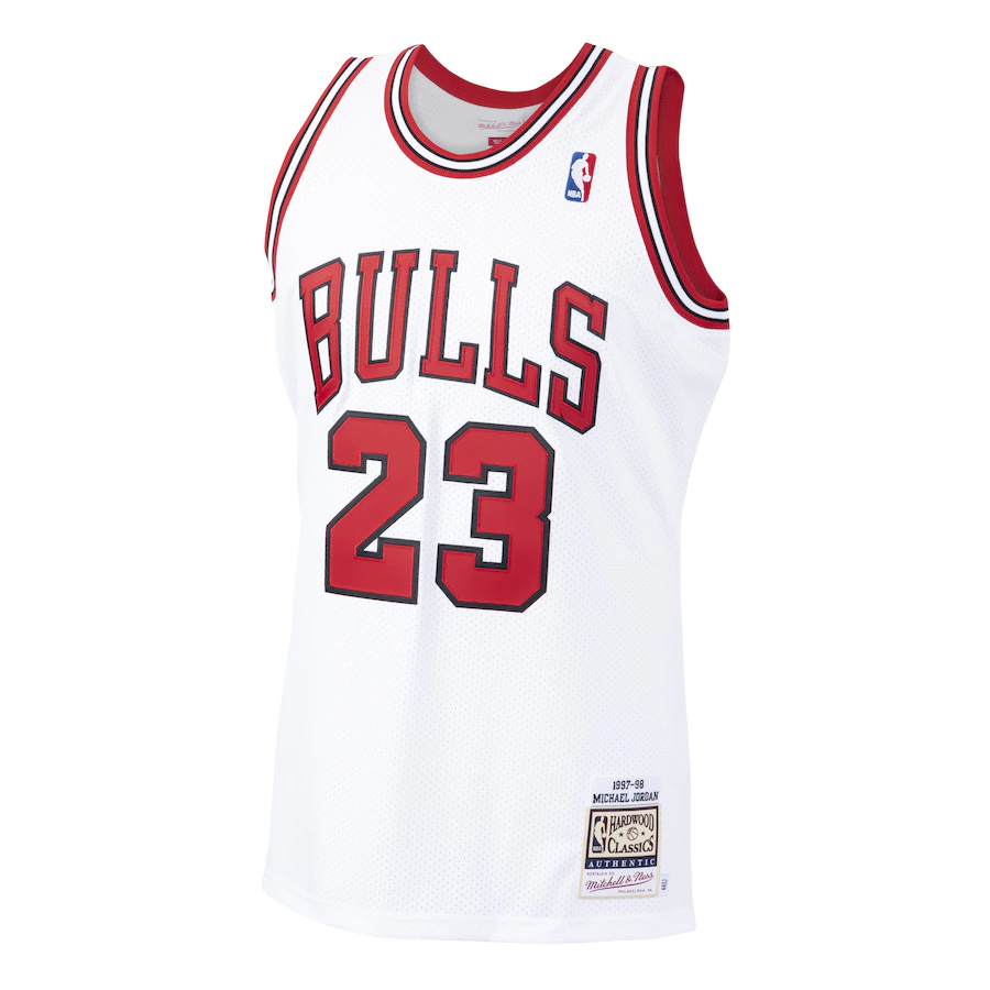 Men's Chicago Bulls 23 Michael Jordan Mitchell & Ness White 1997-98 Hardwood Classics Player Jersey