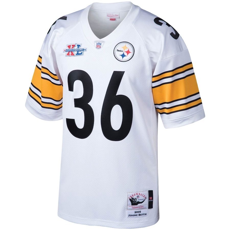 Men’s Pittsburgh Steelers Jerome Bettis Mitchell & Ness White 2005 Authentic Throwback Retired Player Jersey