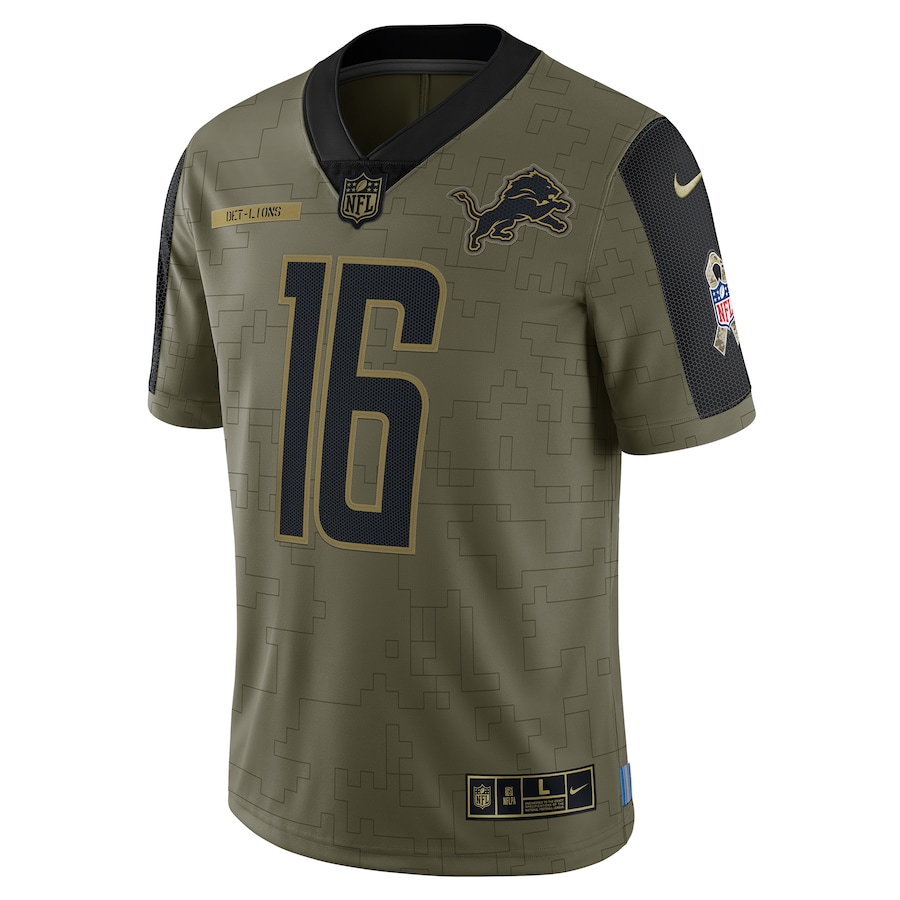 Men’s Detroit Lions Jared Goff Nike Olive 2021 Salute To Service Limited Player Jersey