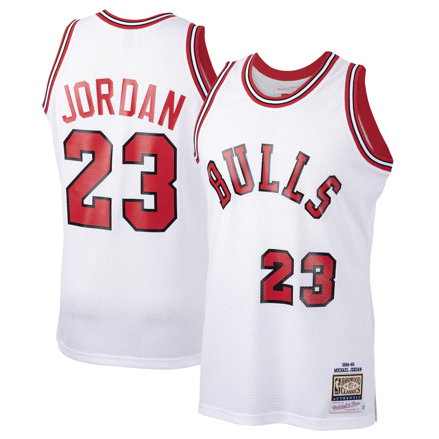 Men's Chicago Bulls 23 Michael Jordan Mitchell & Ness White 1984-85 Hardwood Classics Rookie Jersey