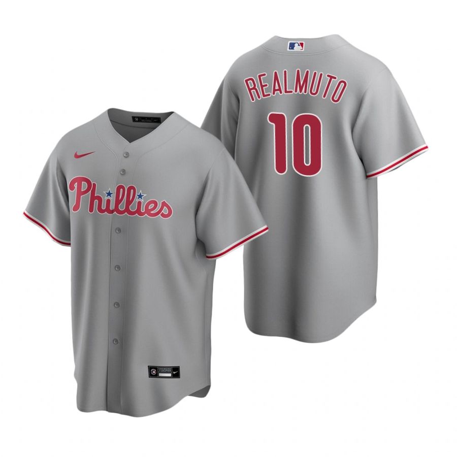 Men's Philadelphia Phillies J.T. Realmuto Gray Road Player Name Jersey