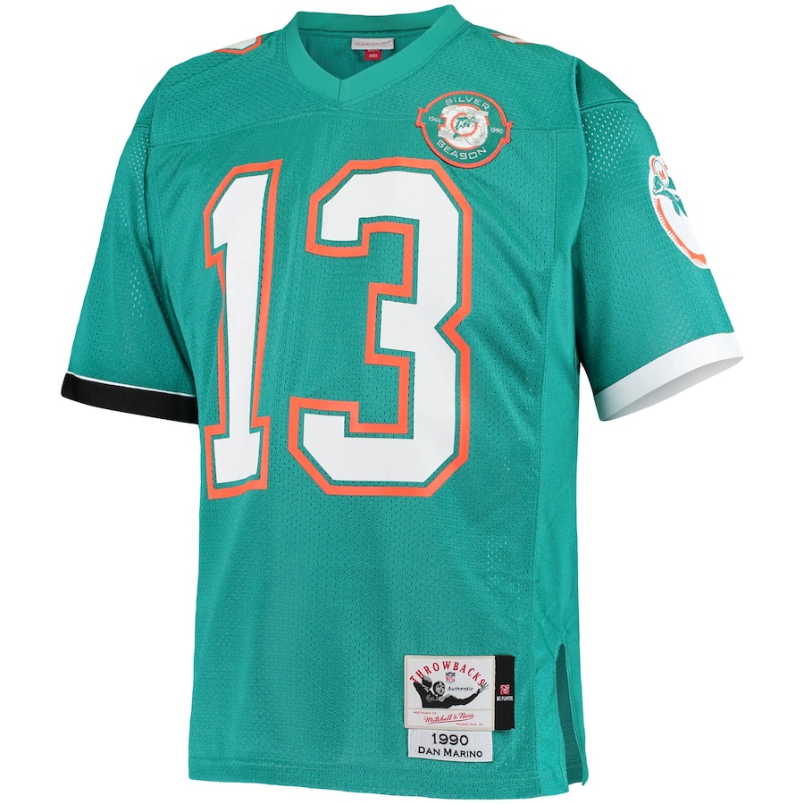 Men’s Miami Dolphins Dan Marino Mitchell & Ness Aqua 1990 Authentic Throwback Retired Player Jersey