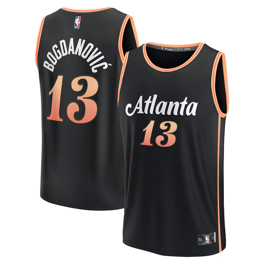 Men's Atlanta Hawks Bogdan Bogdanovic Fanatics Branded Black 2022/23 Fastbreak Jersey - City Edition