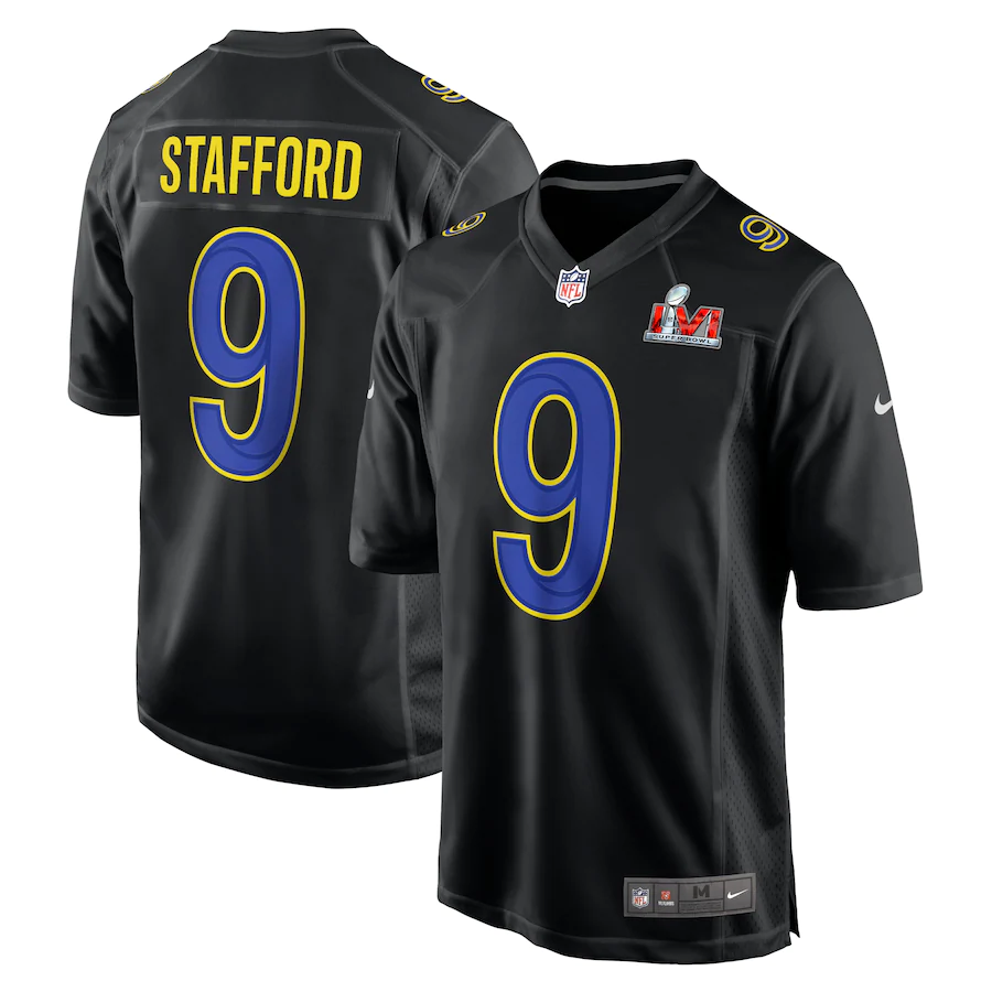 Men's Los Angeles Rams 9 Matthew Stafford Super Bowl LVI Bound Game Jersey