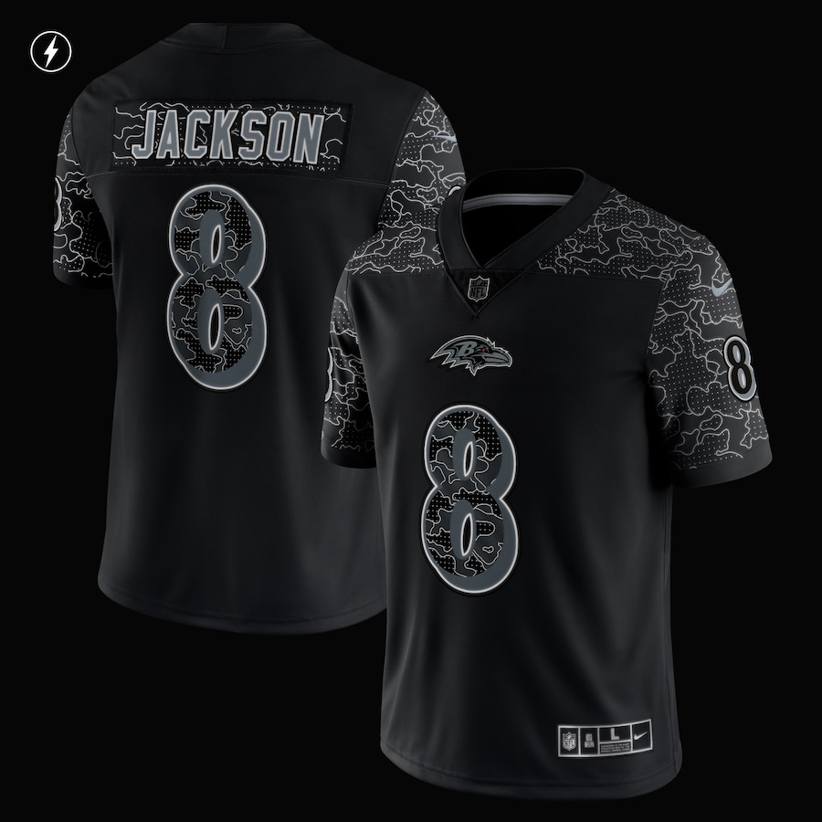 Men’s Baltimore Ravens Lamar Jackson Nike Black RFLCTV Limited Jersey