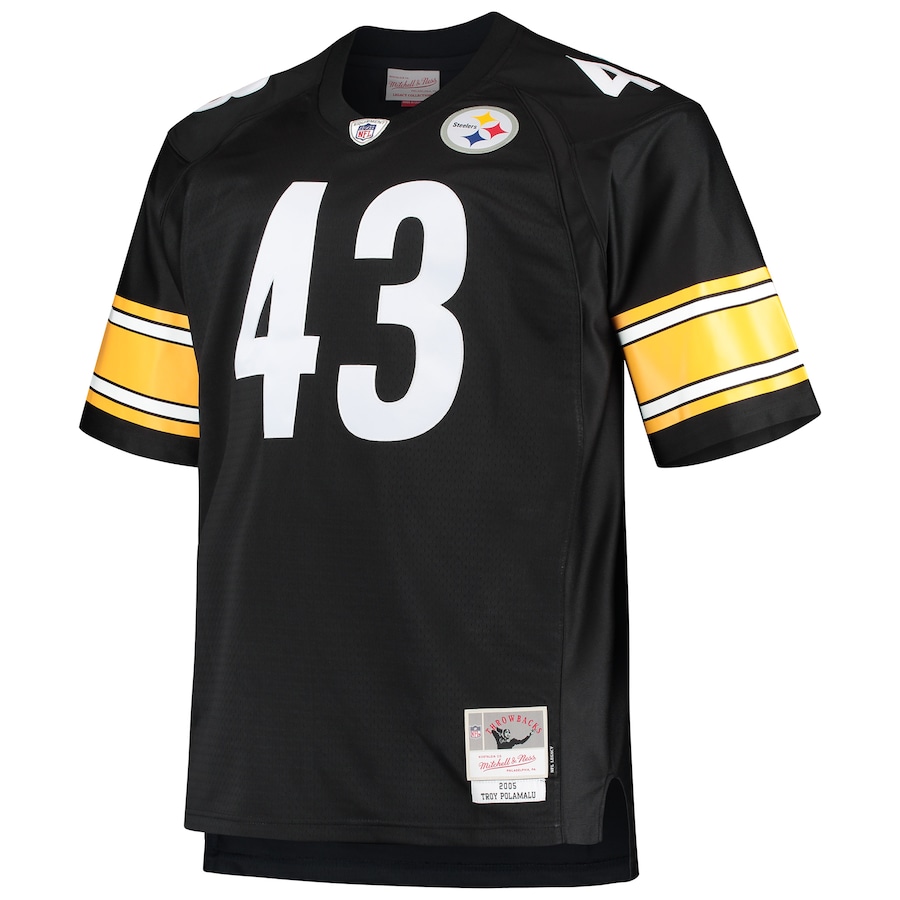 Men’s Pittsburgh Steelers Troy Polamalu Mitchell & Ness Black Big & Tall 2005 Retired Player Replica Jersey