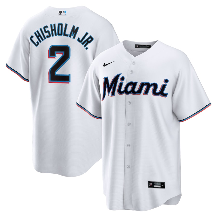 Men's Miami Marlins Jazz Chisholm Jr. White Home Replica Player Jersey