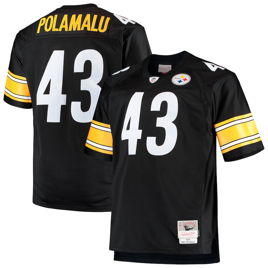 Men’s Pittsburgh Steelers Troy Polamalu Mitchell & Ness Black Big & Tall 2005 Retired Player Replica Jersey