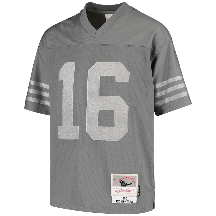 Youth San Francisco 49ers Joe Montana Mitchell & Ness Charcoal 1990 Retired Player Metal Replica Jersey