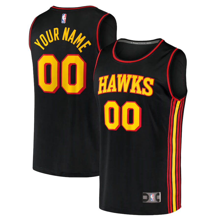 Men's Atlanta Hawks Fanatics Branded Black Fast Break Replica Custom Jersey - Statement Edition