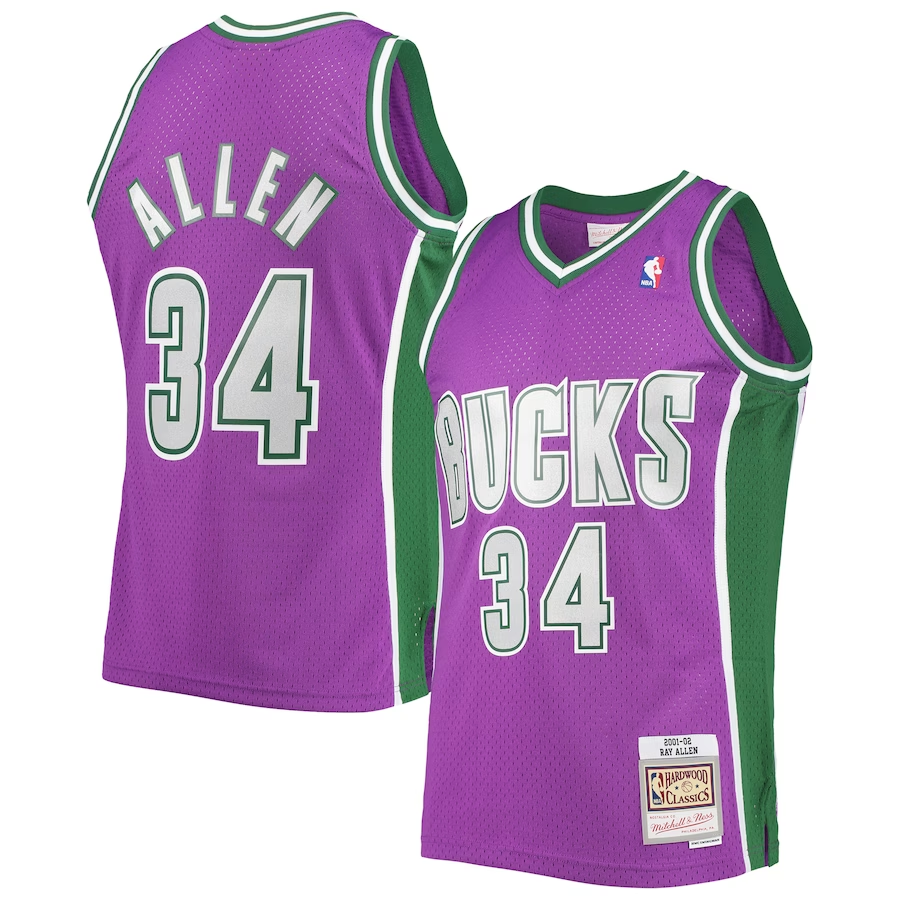 Men's Milwaukee Bucks Ray Allen Purple Hardwood Classics Swingman Jersey