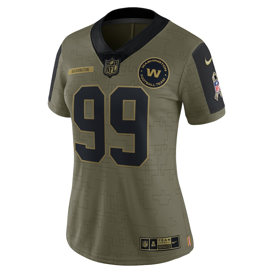 Women’s Washington Football Team Chase Young Nike Olive 2021 Salute To Service Limited Player Jersey