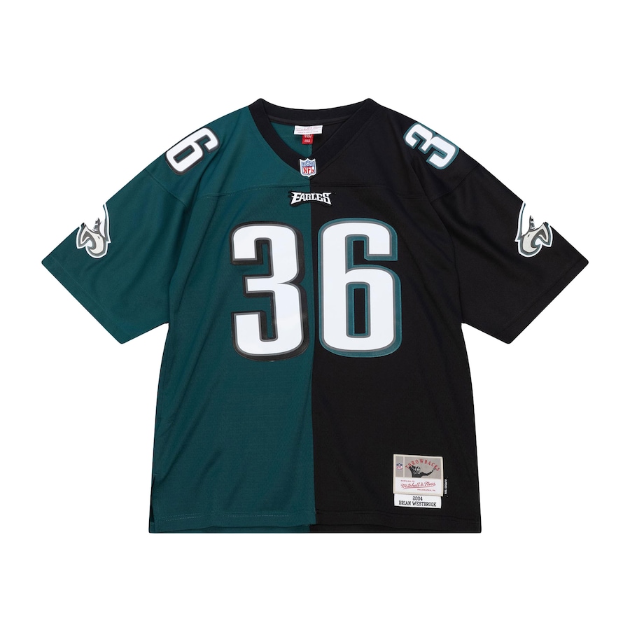 Men’s Philadelphia Eagles Brian Westbrook Mitchell & Ness Midnight Green/Black 2004 Split Legacy Replica Jersey