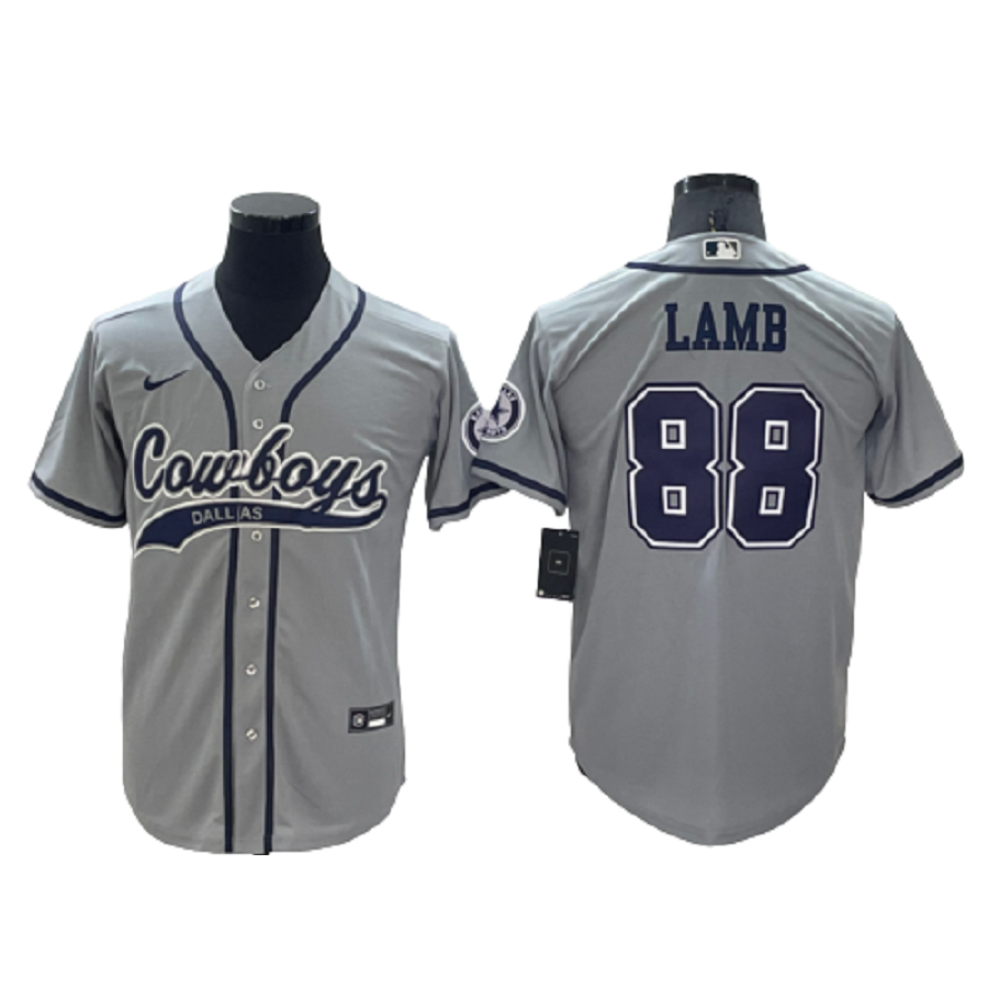 Men's Dallas Cowboys 88 Ceedee Lamb Gray Cool Base Stitched Baseball Jersey