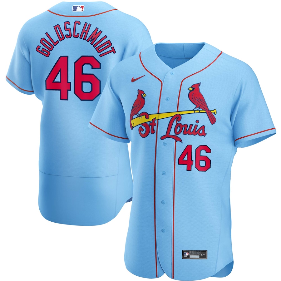 Men's St. Louis Cardinals 46 Paul Goldschmidt Light Blue Alternate Authentic Player Jersey