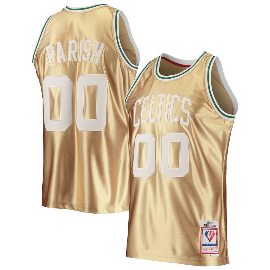 Men's Boston Celtics Robert Parish Gold Mitchell & Ness 75th Anniversary 1985-86 Hardwood Classics Swingman Jersey