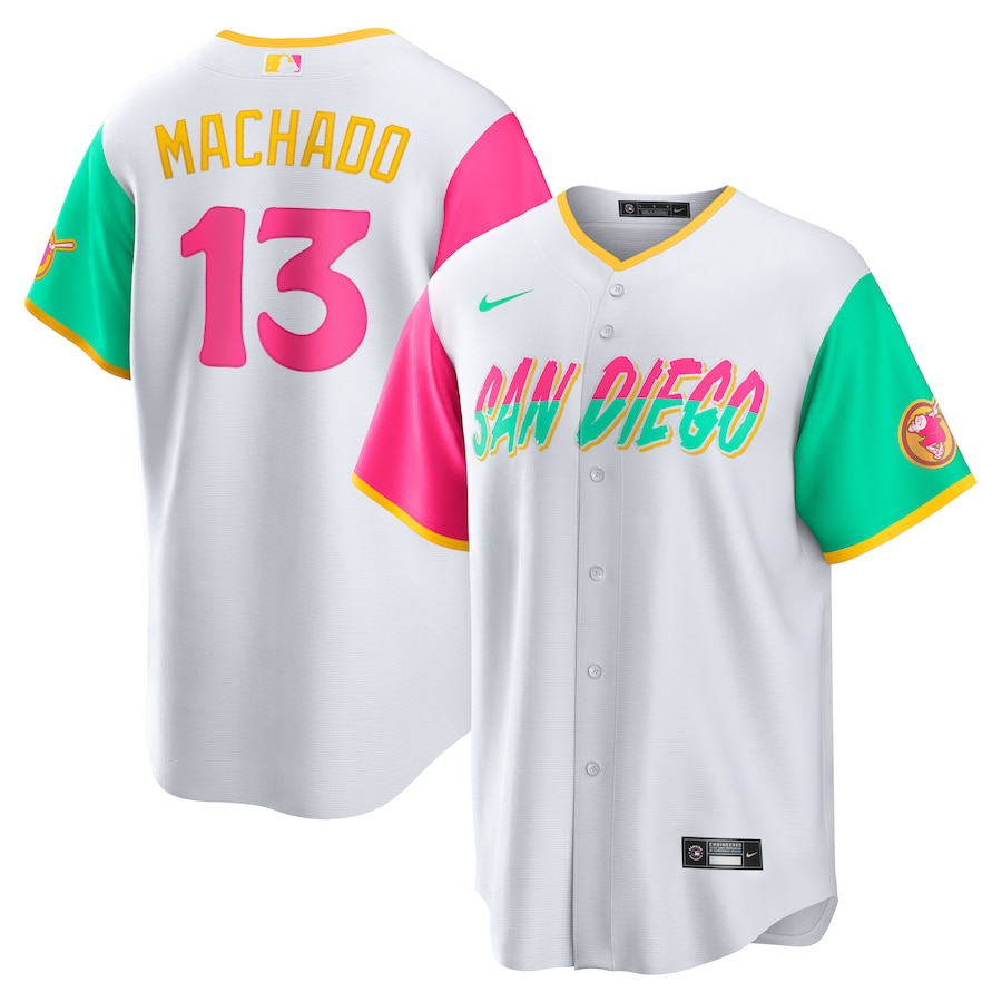 Men's San Diego Padres Manny Machado White 2022 City Connect Replica Player Jersey