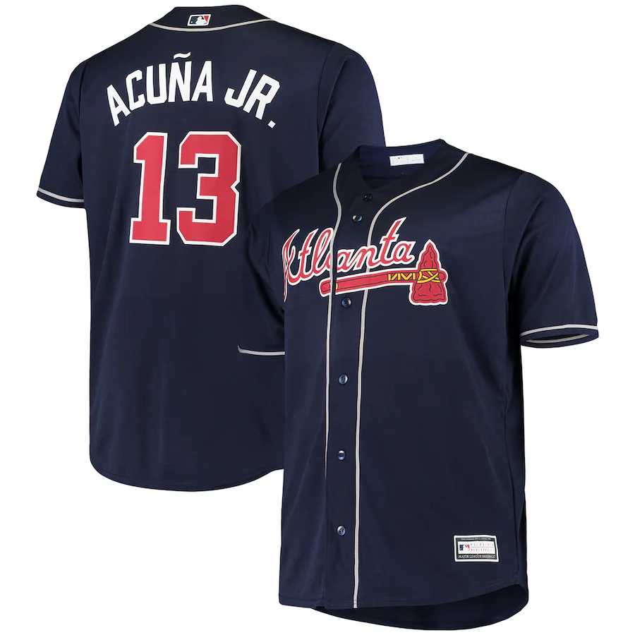 Men's Atlanta Braves Ronald Acuna Jr. Navy Big & Tall Replica Player Alternate Jersey