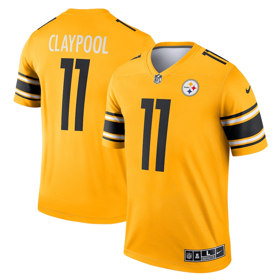 Men’s Pittsburgh Steelers Chase Claypool Nike Gold Inverted Legend Jersey