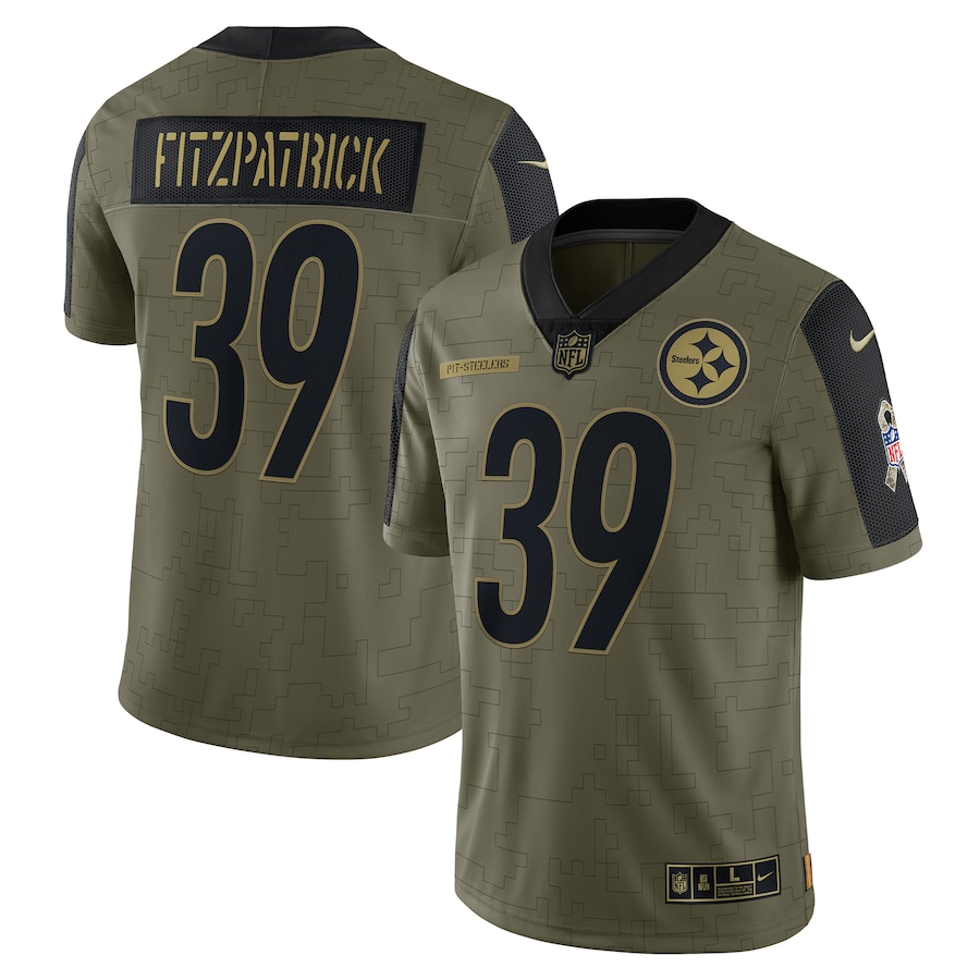 Men’s Pittsburgh Steelers Minkah Fitzpatrick Nike Olive 2021 Salute To Service Limited Player Jersey