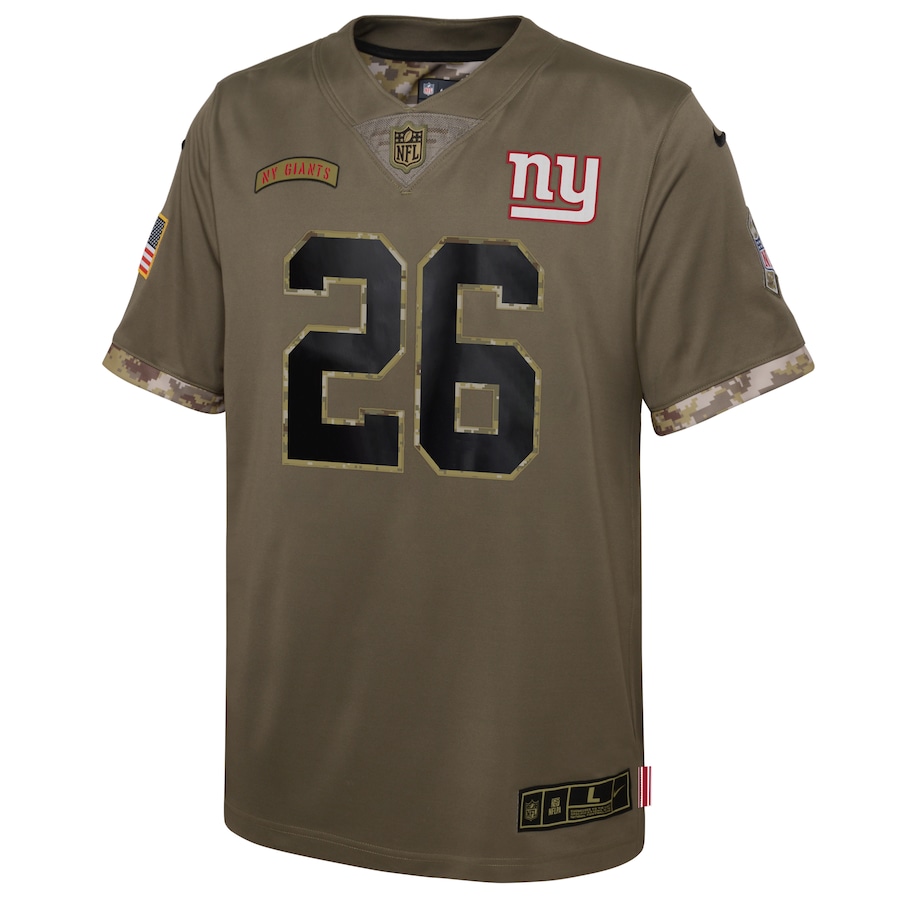Youth New York Giants Saquon Barkley Nike Olive 2022 Salute To Service Player Limited Jersey