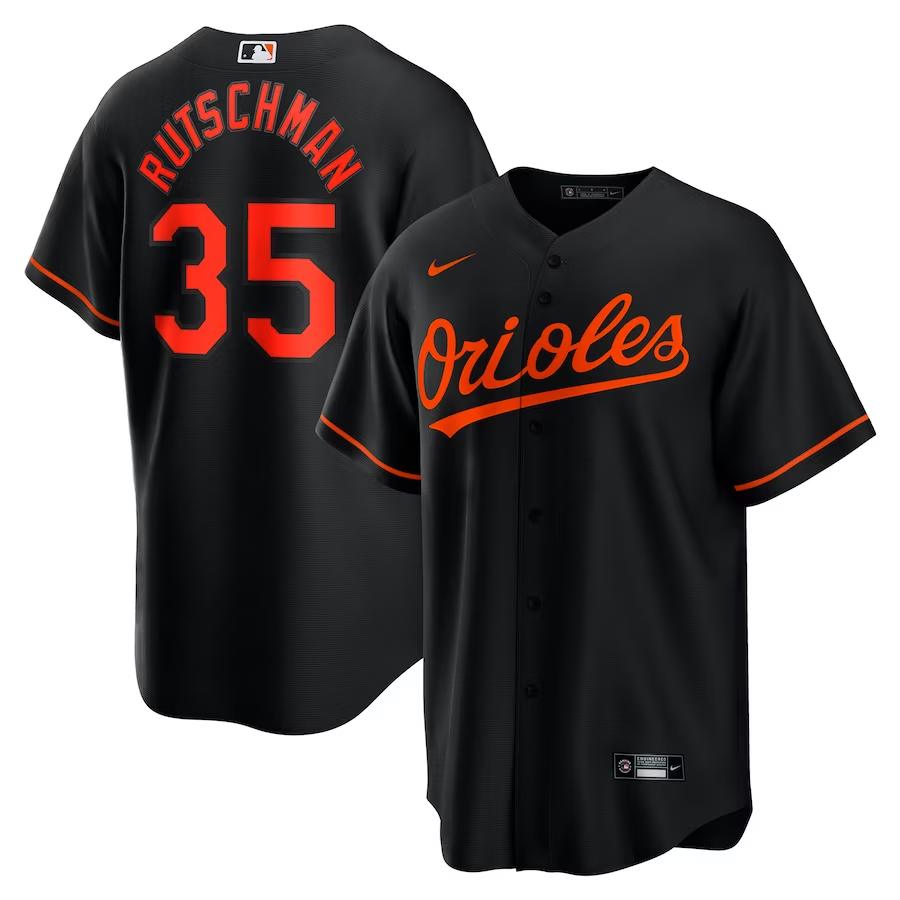 Men's Baltimore Orioles Adley Rutschman Black Alternate Replica Player Jersey
