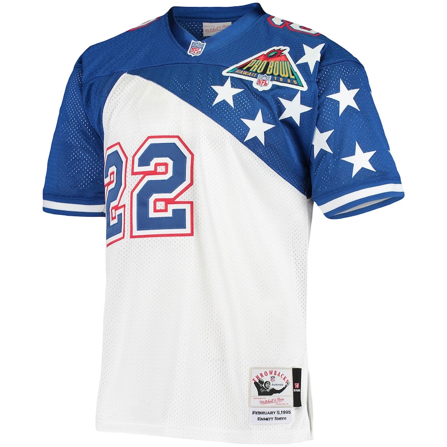 Men’s NFC Emmitt Smith Mitchell & Ness White/Blue 1994 Pro Bowl Authentic Jersey