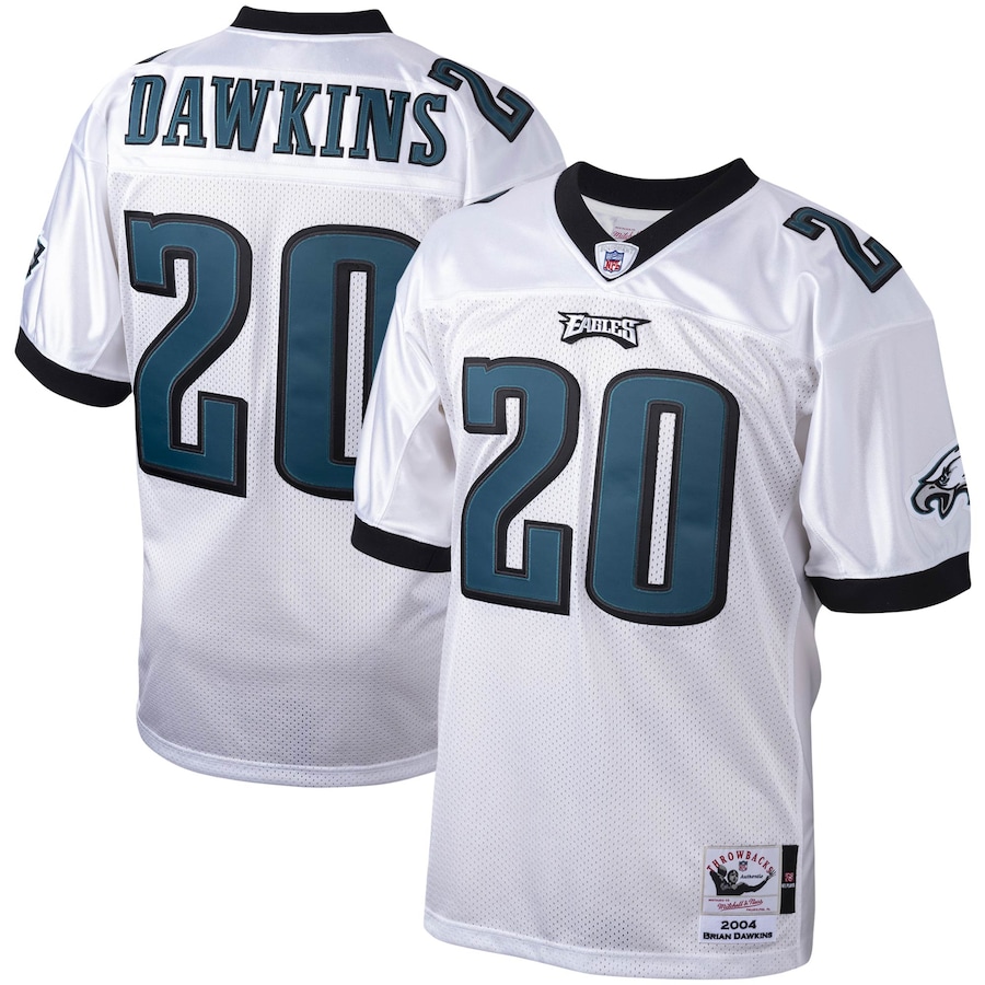 Men’s Philadelphia Eagles Brian Dawkins Mitchell & Ness White 2004 Authentic Throwback Retired Player Jersey