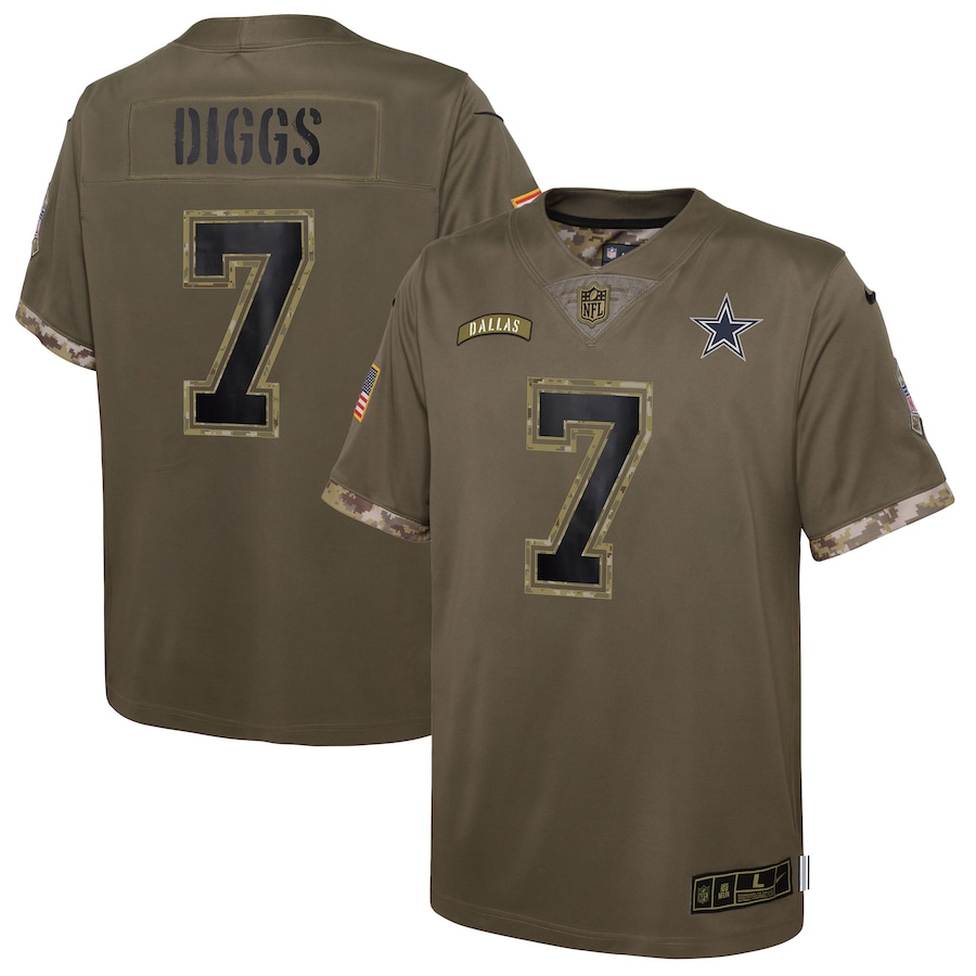 Youth Dallas Cowboys Trevon Diggs Nike Olive 2022 Salute To Service Player Limited Jersey