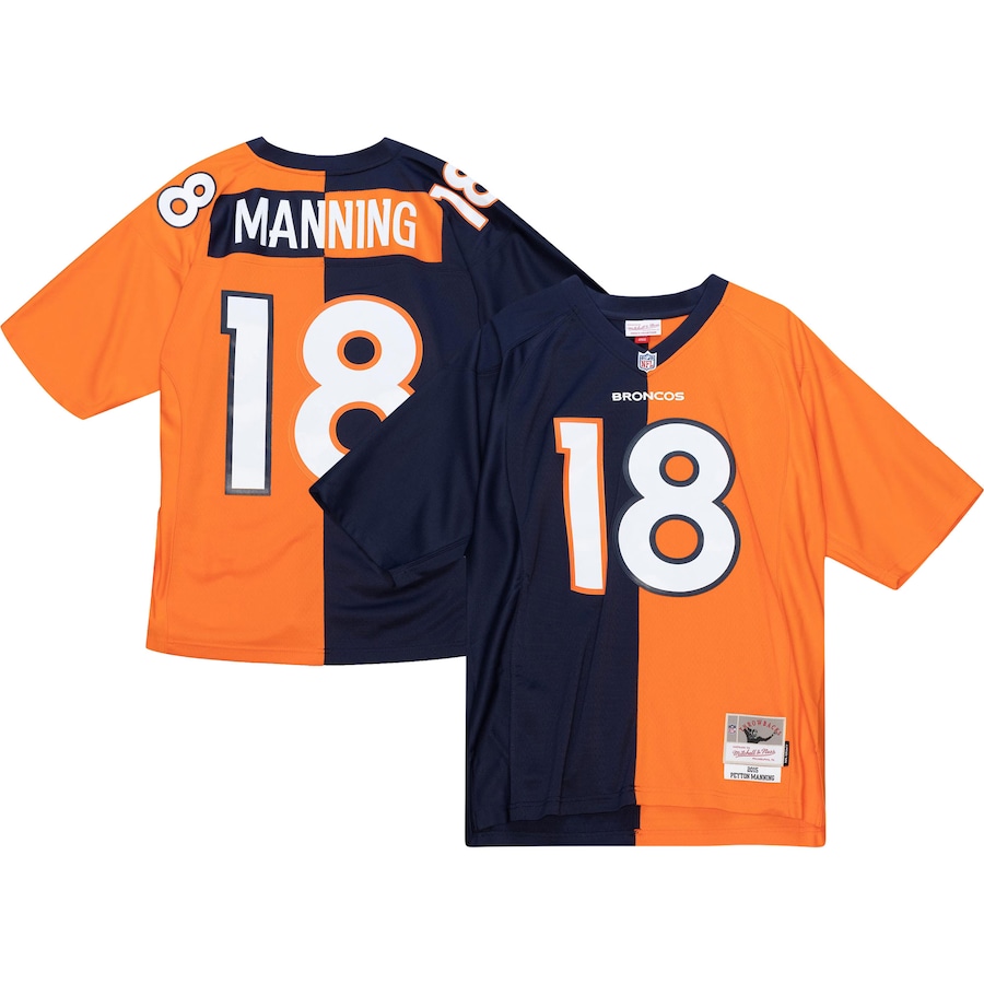 Men's Denver Broncos Peyton Manning Mitchell & Ness Navy/Orange 2015 Split Legacy Replica Jersey