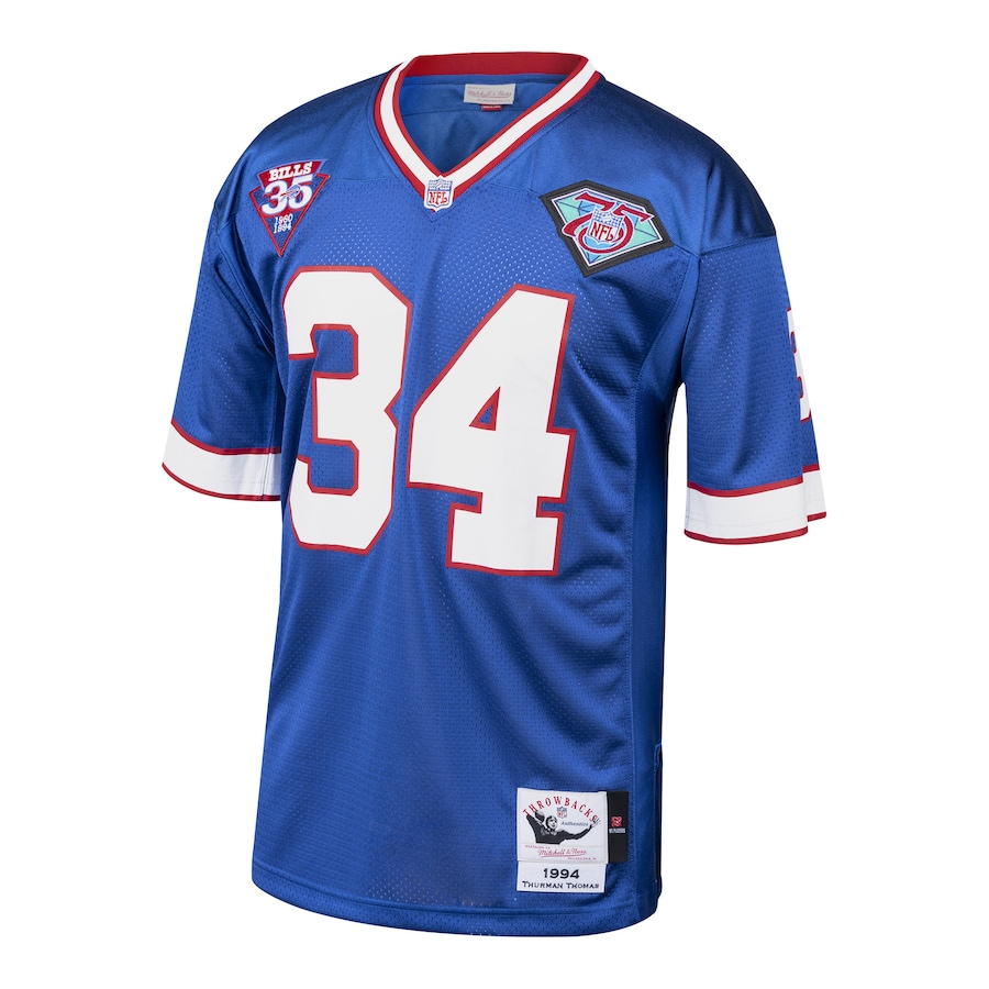 Men’s Buffalo Bills Thurman Thomas Mitchell & Ness Royal 1994 Authentic Throwback Retired Player Jersey