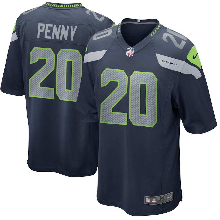 Men’s Seattle Seahawks Rashaad Penny Nike College Navy Player Game Jersey