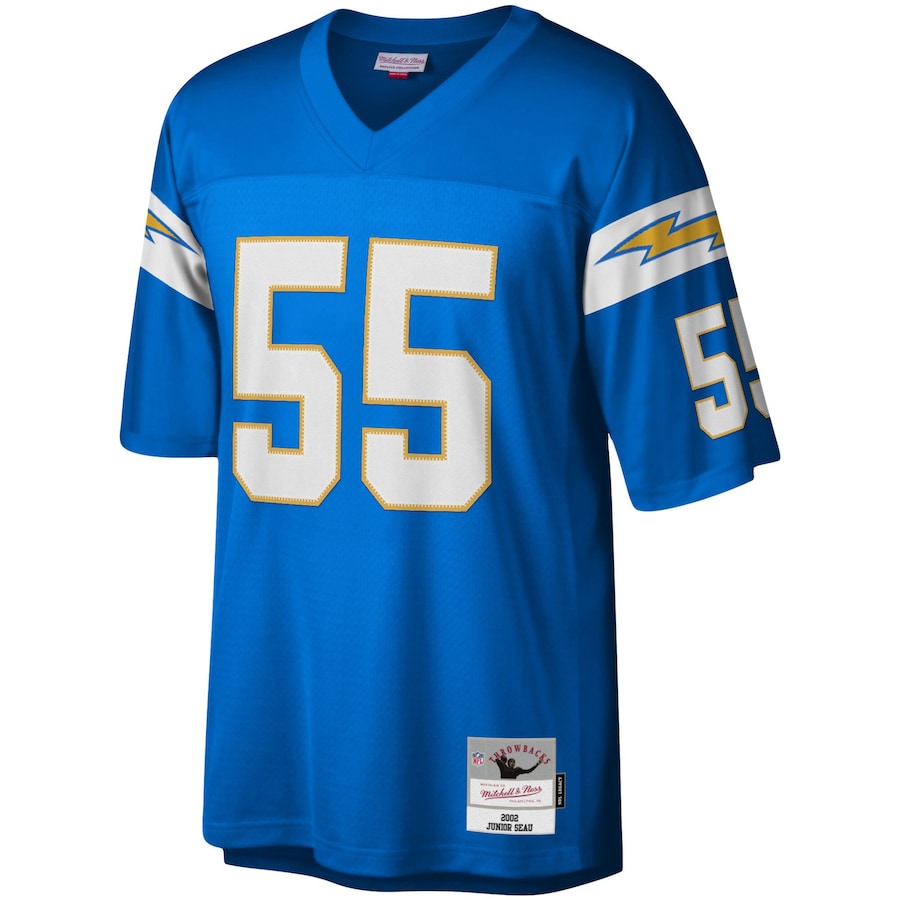 Men’s Los Angeles Chargers Junior Seau Mitchell & Ness Powder Blue Big & Tall 2002 Retired Player Replica Jersey