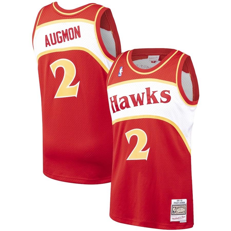 Men's Atlanta Hawks Stacey Augmon Mitchell & Ness Red Hardwood Classics 1991-92 Swingman Jersey