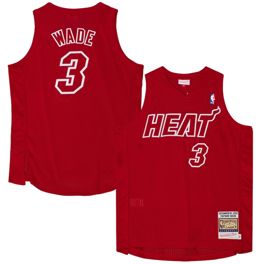 Men's Miami Heat Dwyane Wade Mitchell & Ness Scarlet 2012 Authentic Player Jersey