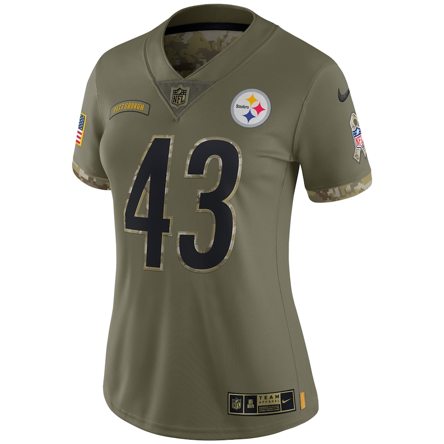 Women’s Pittsburgh Steelers Troy Polamalu Nike Olive 2022 Salute To Service Retired Player Limited Jersey