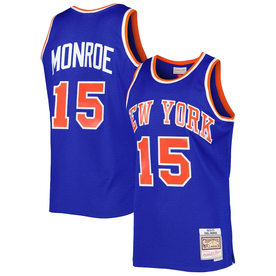 Men's New York Knicks Earl Monroe Blue 2001/02 Hardwood Classics Swingman Jersey