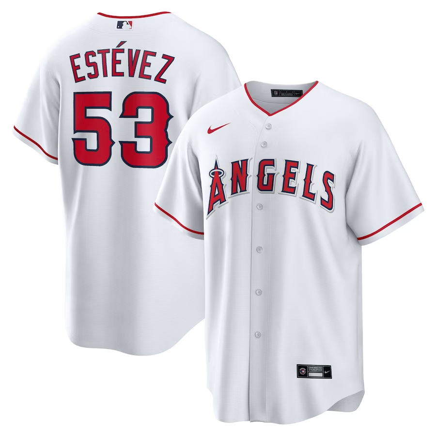 Men's Los Angeles Angels Carlos Estévez White Home Replica Player Jersey