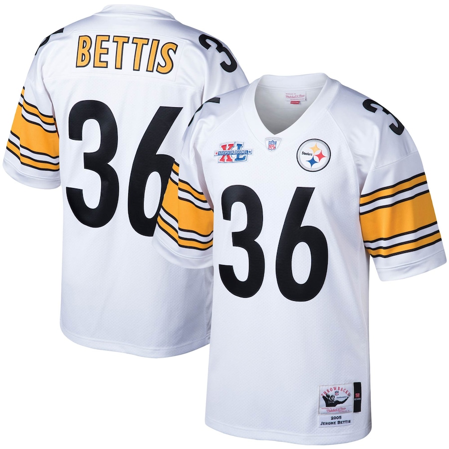 Men’s Pittsburgh Steelers Jerome Bettis Mitchell & Ness White 2005 Authentic Throwback Retired Player Jersey