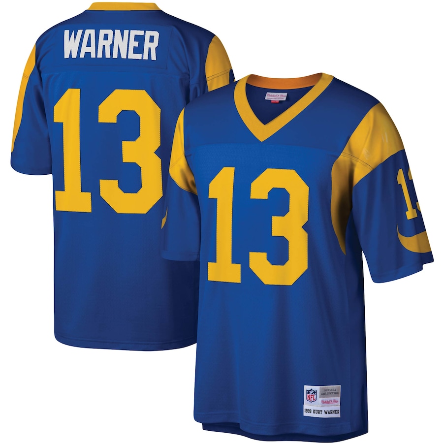 Men’s St. Louis Rams Kurt Warner Mitchell & Ness Royal Legacy Replica Jersey