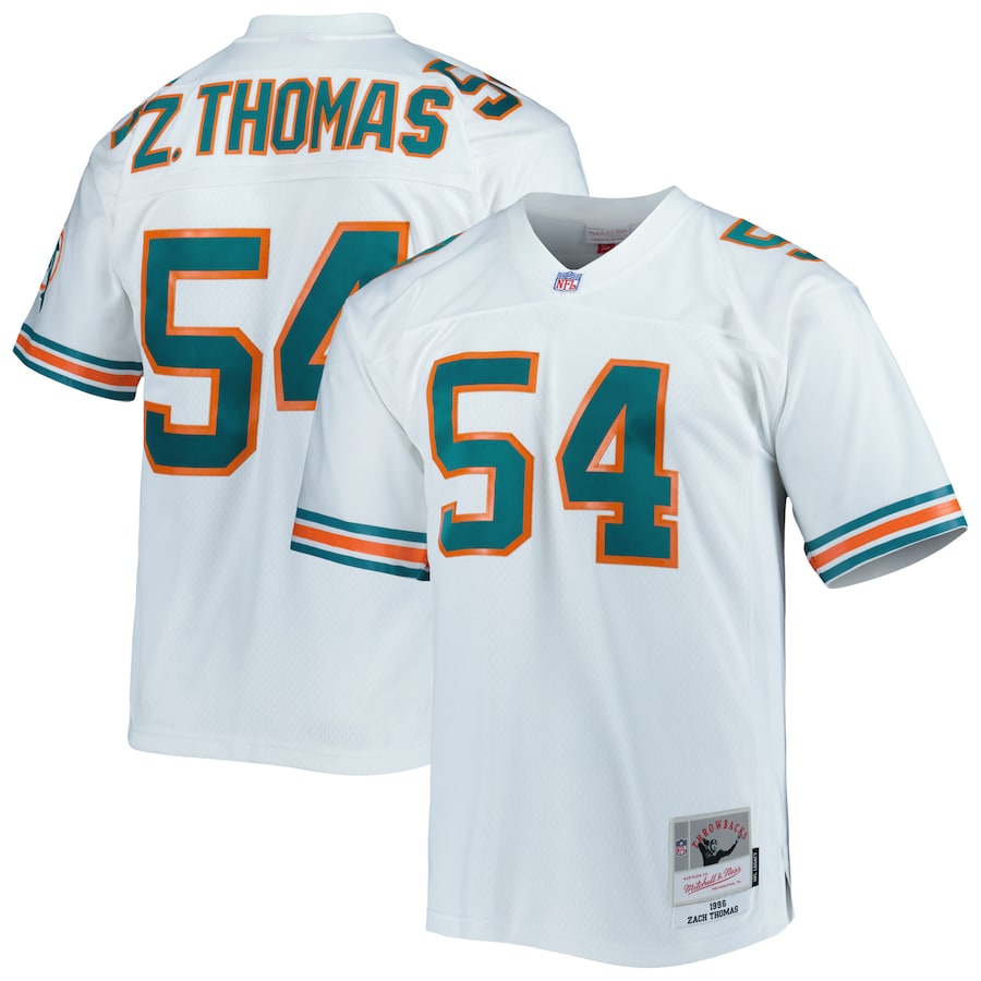 Men’s Miami Dolphins Zach Thomas Mitchell & Ness White 1996 Legacy Replica Jersey