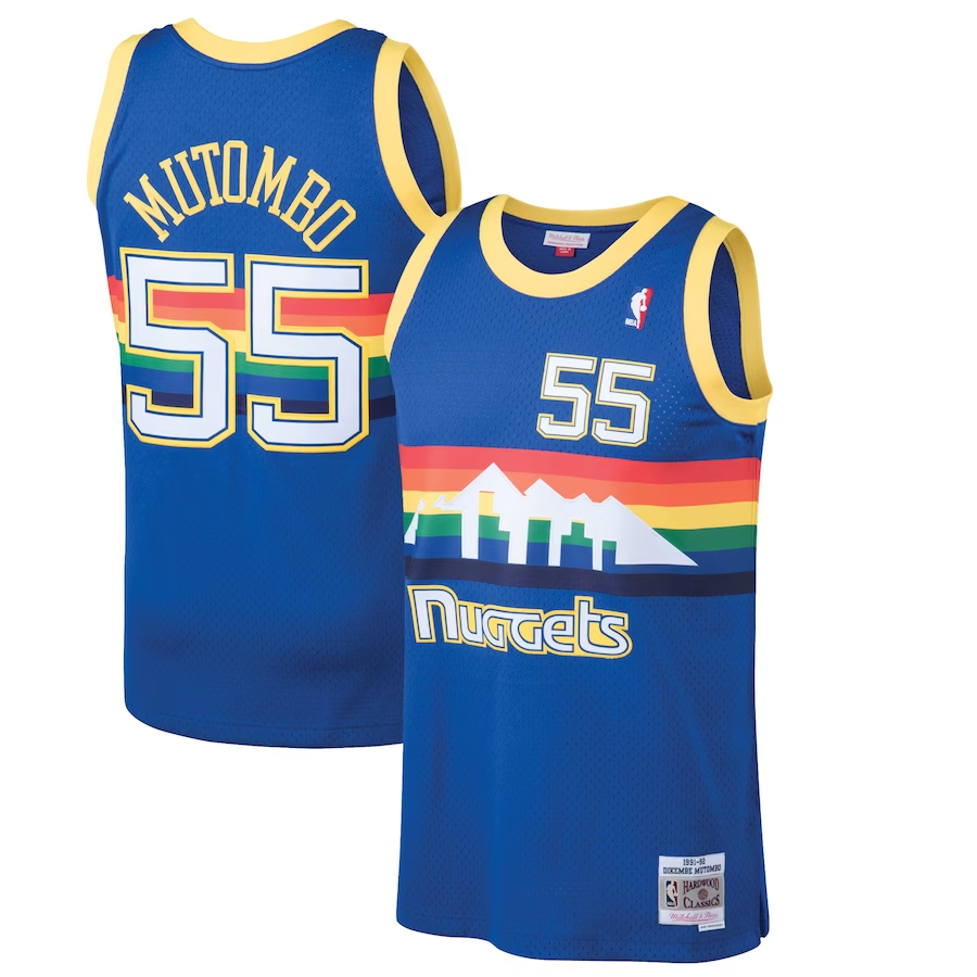 Men's Denver Nuggets Dikembe Mutombo Blue 1991-92 Hardwood Classics Swingman Jersey