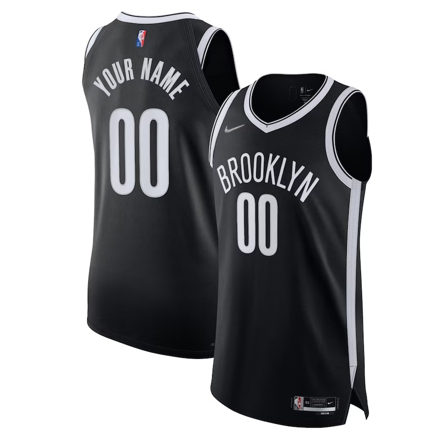 Men's Brooklyn Nets Nike Black 2021/22 Diamond Authentic Custom Jersey - Icon Edition