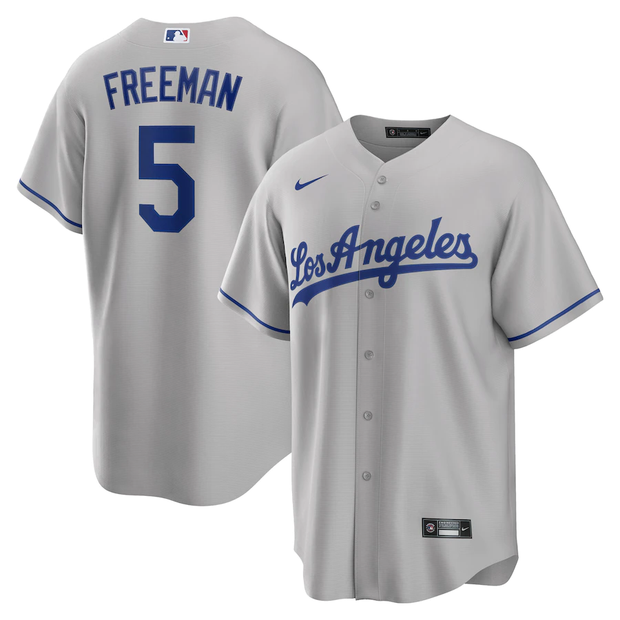 Men's Los Angeles Dodgers Freddie Freeman Gray Road Replica Player Jersey