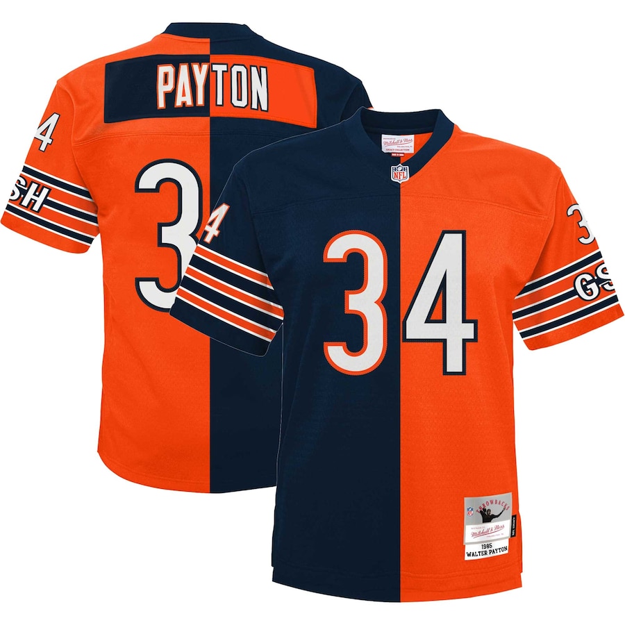 Men’s Chicago Bears Walter Payton Mitchell & Ness Navy/Orange 1985 Split Legacy Replica Jersey