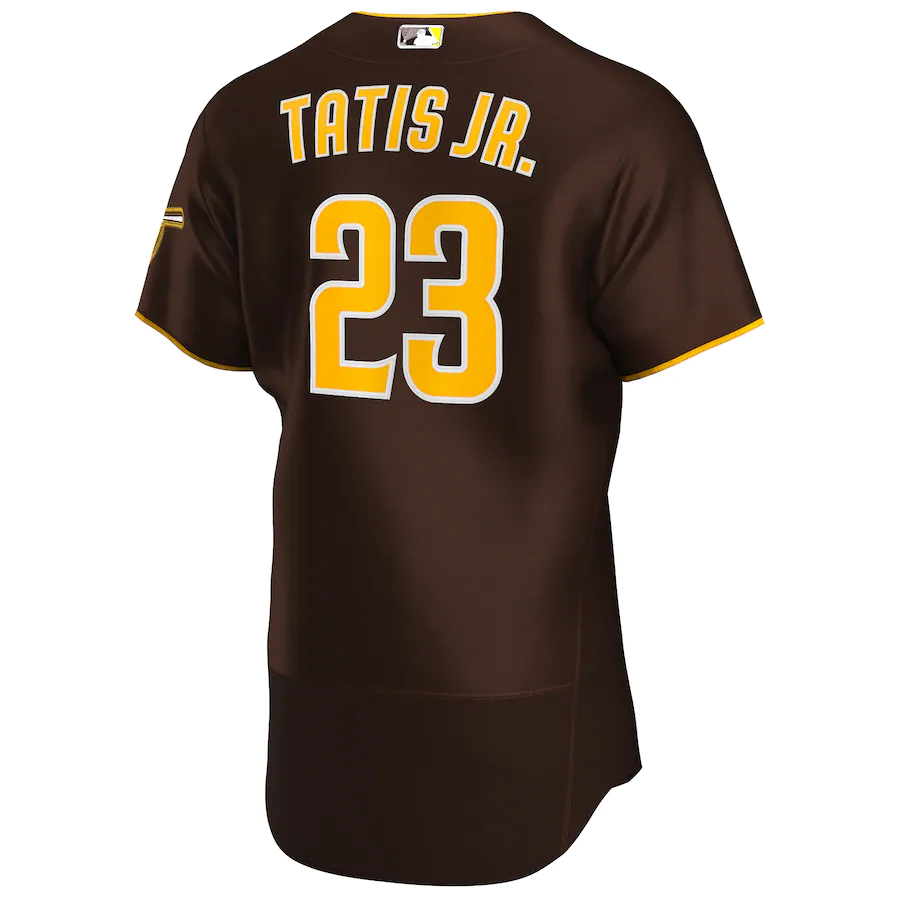 Men's San Diego Padres 23 Fernando Tatís Jr. Brown Road Authentic Player Jersey
