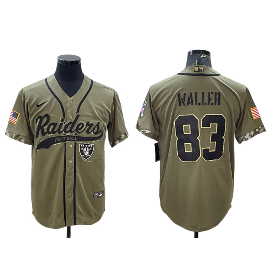 Men's Las Vegas Raiders Darren Waller Olive Salute to Service Baseball Jersey