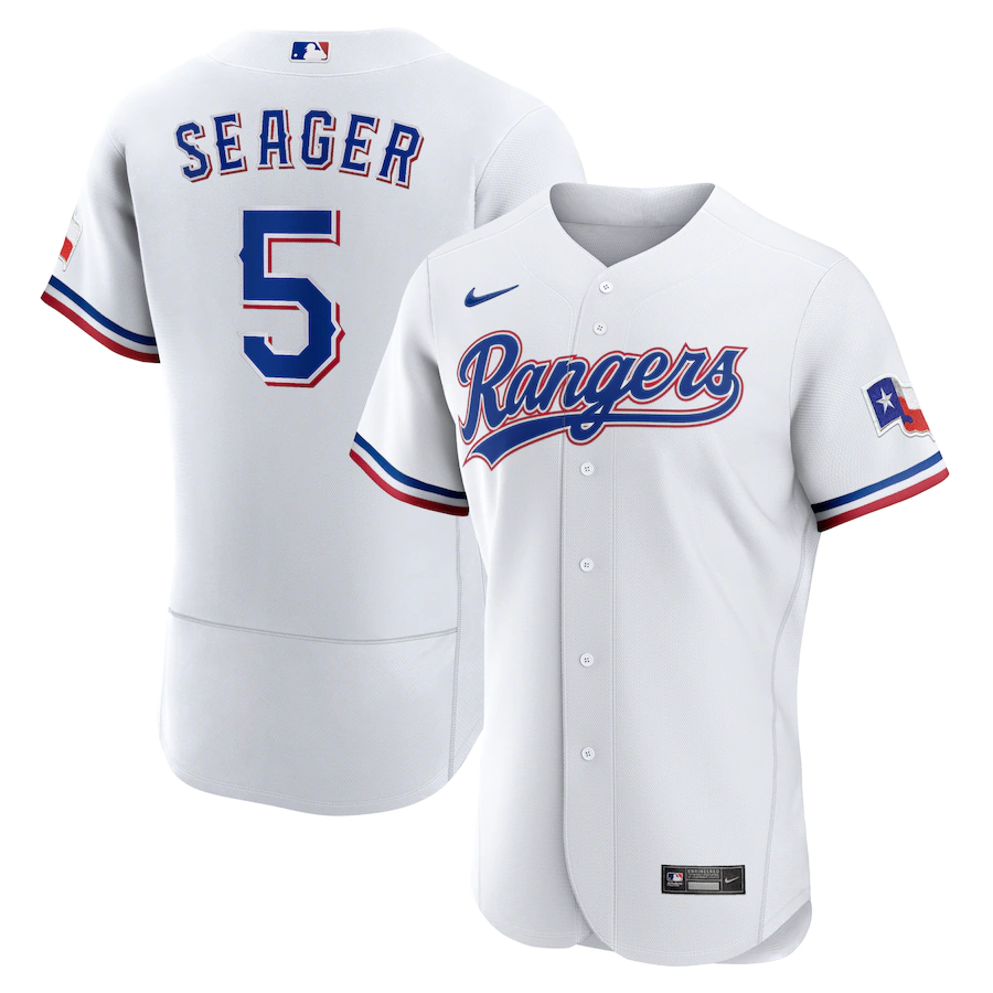 Men's Texas Rangers 5 Corey Seager White Home Authentic Player Jersey