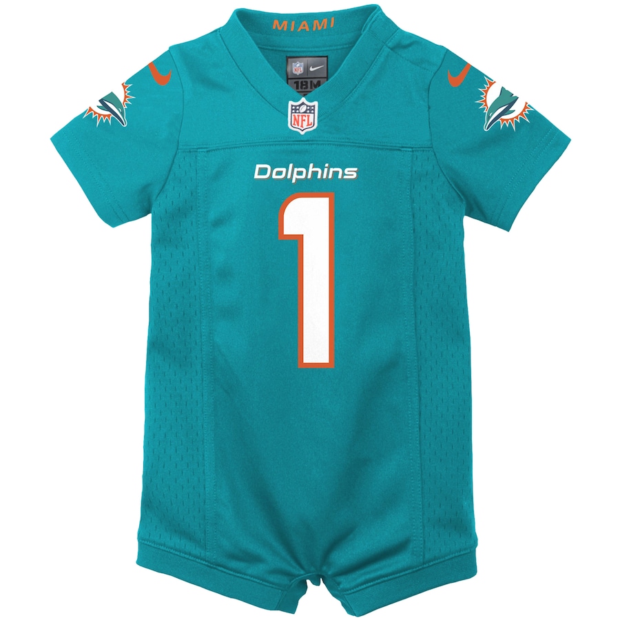 Newborn & Infant Miami Dolphins Tua Tagovailoa Nike Aqua Game Romper Jersey